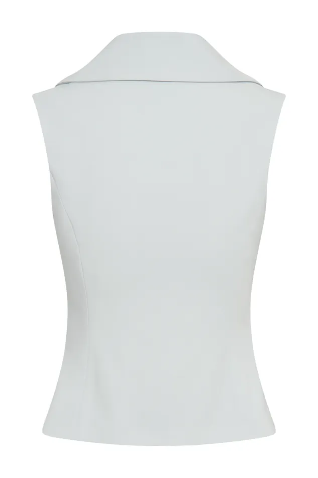 Women Meshki Tops Berkley Suiting Waistcoat With Cowl 8211 Pastel Green