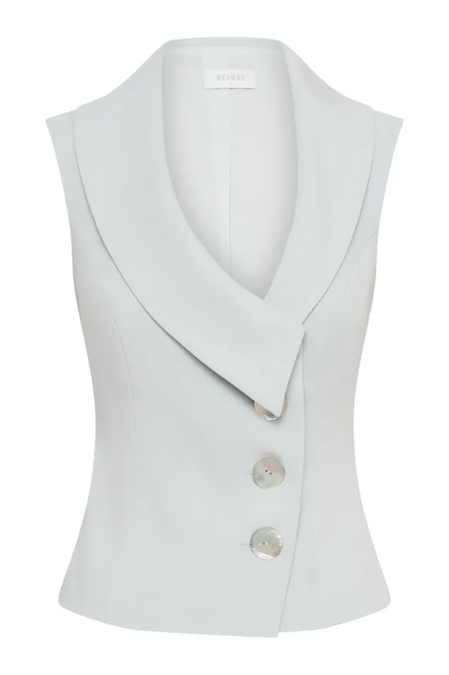 Women Meshki Tops Berkley Suiting Waistcoat With Cowl 8211 Pastel Green