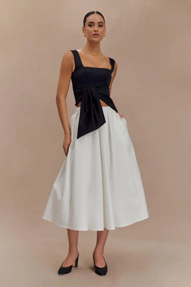 Women Meshki Tops Bryony Satin Structured Sleeveless Top 8211 Black