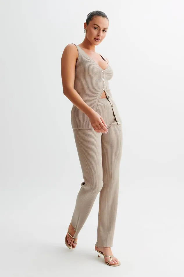 Women Meshki Tops Calypso Knit Longline Vest 8211 Tawny Grey