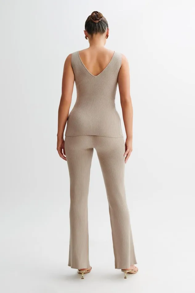 Women Meshki Tops Calypso Knit Longline Vest 8211 Tawny Grey