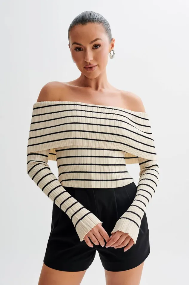 Women Meshki Tops Dominica Off Shoulder Knit Top 8211 Ivory
