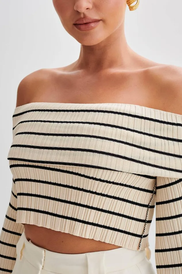 Women Meshki Tops Dominica Off Shoulder Knit Top 8211 Ivory