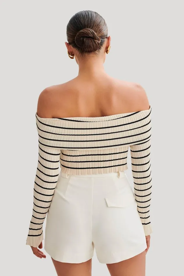 Women Meshki Tops Dominica Off Shoulder Knit Top 8211 Ivory