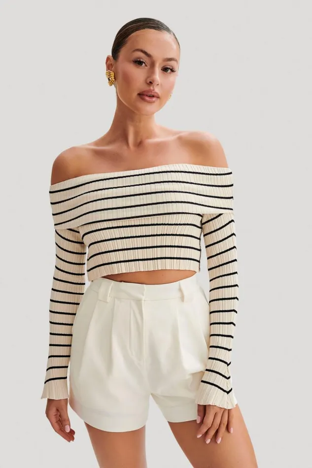 Women Meshki Tops Dominica Off Shoulder Knit Top 8211 Ivory