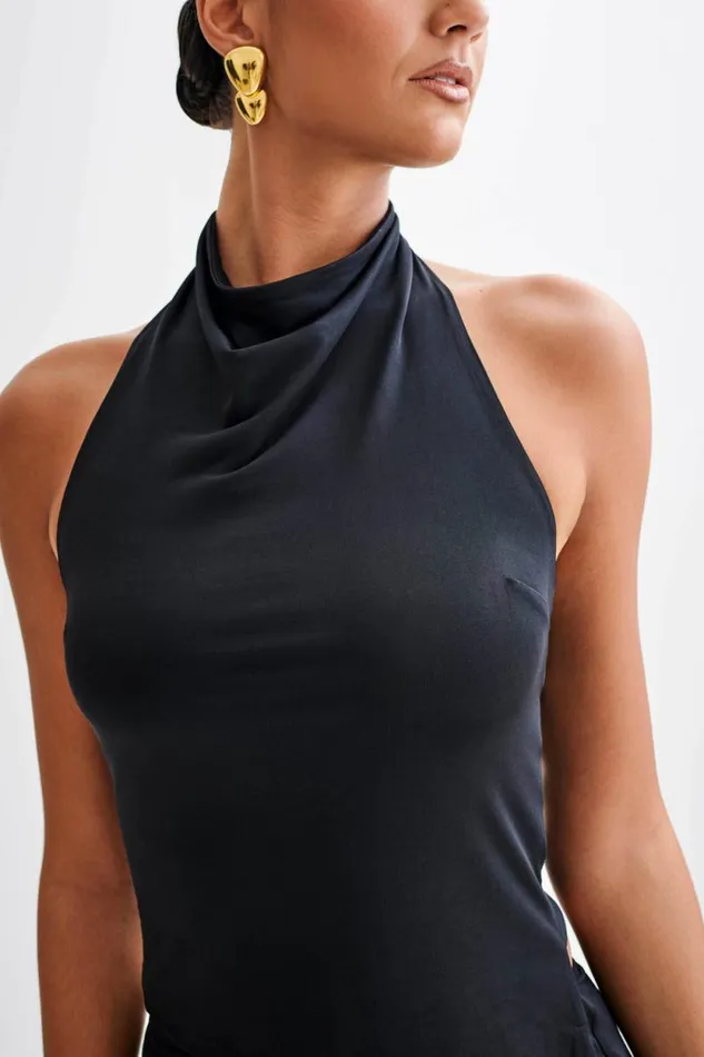 Women Meshki Tops Federica Slinky Halter Neck Top 8211 Black