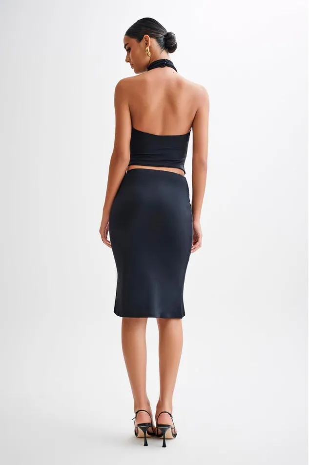 Women Meshki Tops Federica Slinky Halter Neck Top 8211 Black