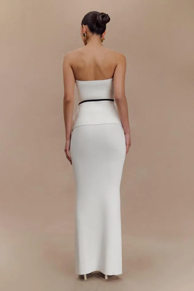Women Meshki Tops Keaton Strapless Rose Tie Knit Top 8211 White And Black
