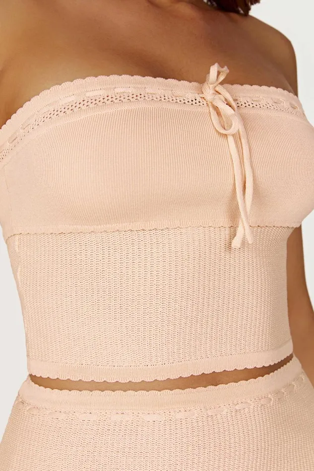 Women Meshki Tops Kyra Waffle Knit Tube Top 8211 Apricot