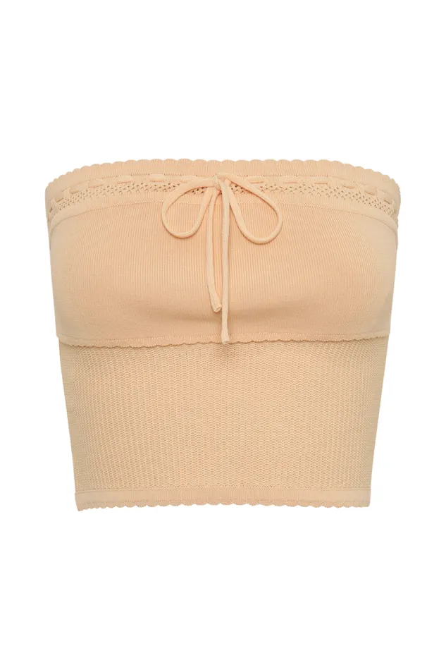 Women Meshki Tops Kyra Waffle Knit Tube Top 8211 Apricot