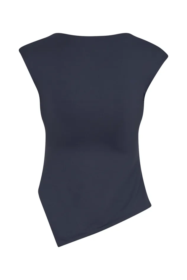 Women Meshki Tops Lisette Asymmetric Recycled Nylon Top 8211 Dark Navy