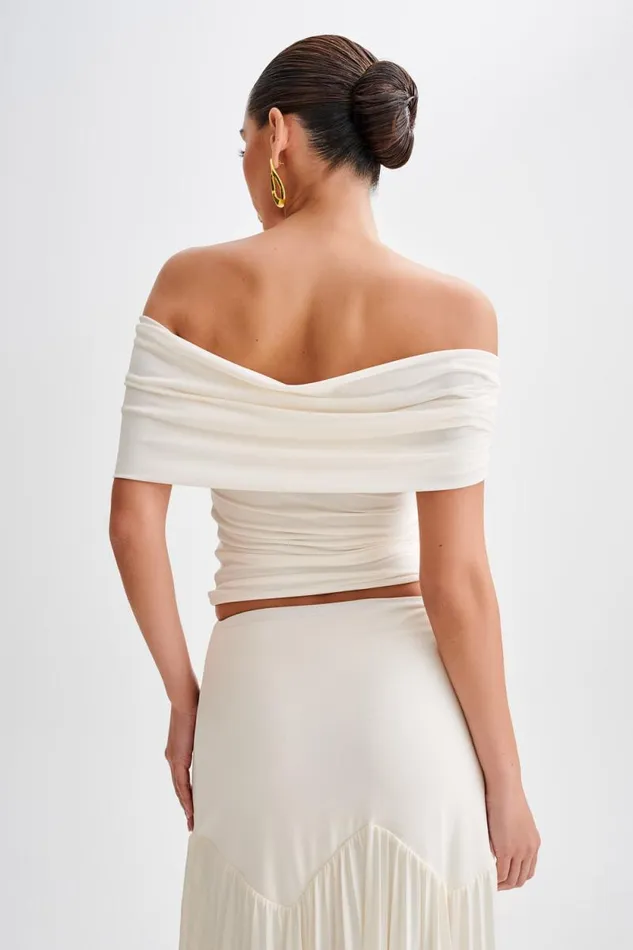 Women Meshki Tops Lourdes Slinky Off Shoulder Top 8211 Ivory
