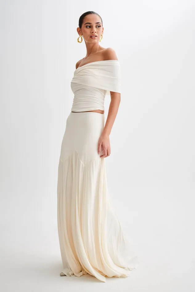 Women Meshki Tops Lourdes Slinky Off Shoulder Top 8211 Ivory