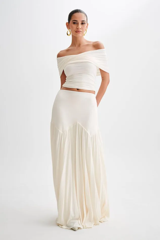 Women Meshki Tops Lourdes Slinky Off Shoulder Top 8211 Ivory