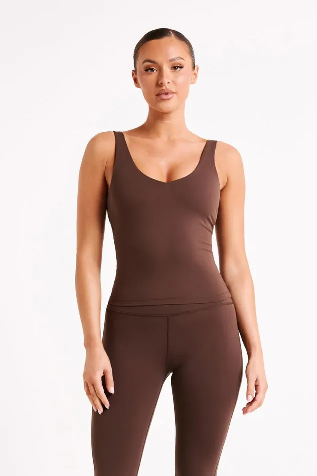 Women Meshki Tops Nadine Yoga Top 8211 Dark Chocolate
