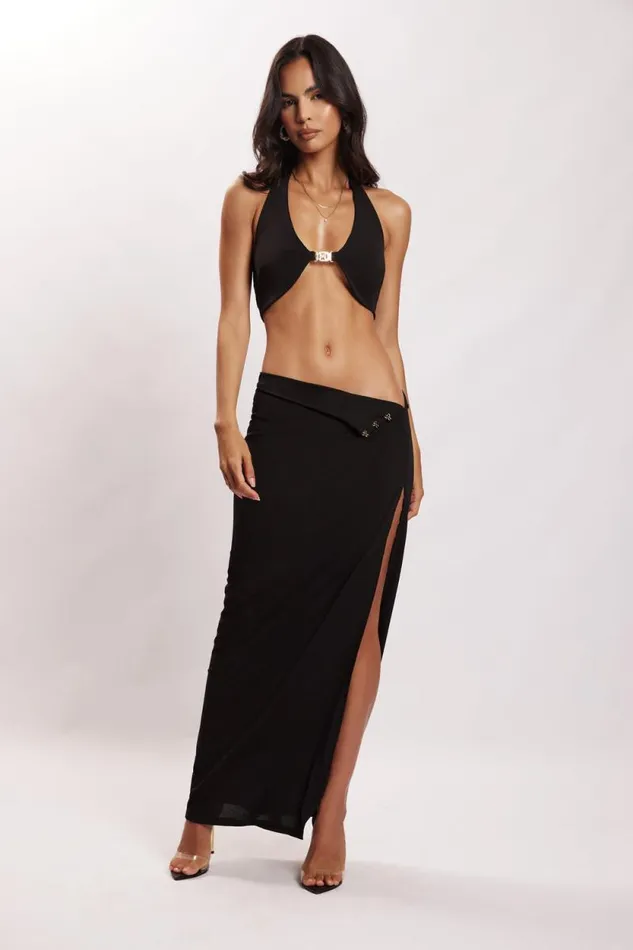 Women Meshki Tops Nicole Halter Crop Top 8211 Black