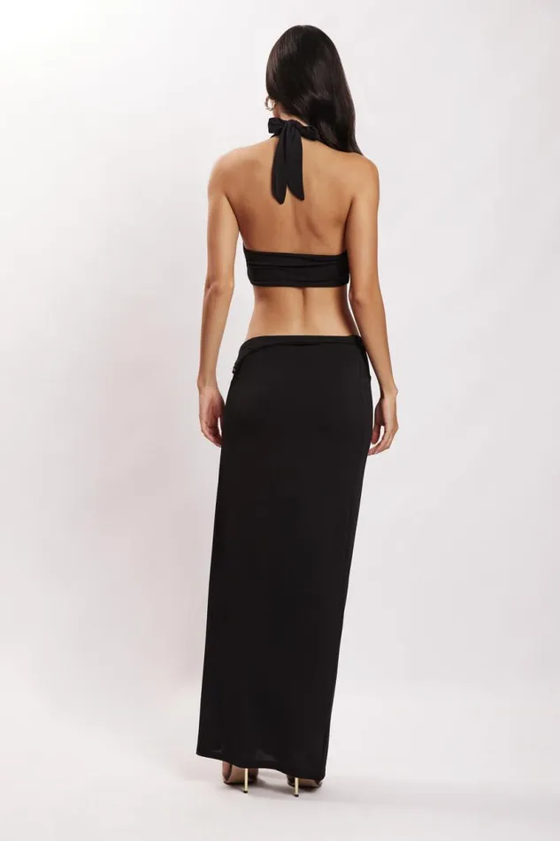 Women Meshki Tops Nicole Halter Crop Top 8211 Black