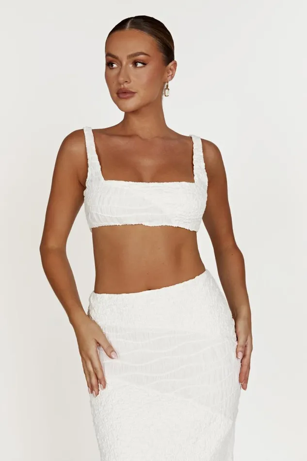 Women Meshki Tops Nyah Textured Crop Top 8211 White