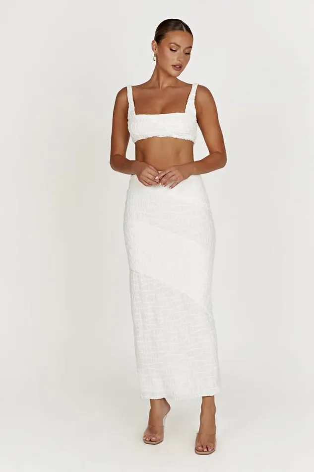 Women Meshki Tops Nyah Textured Crop Top 8211 White