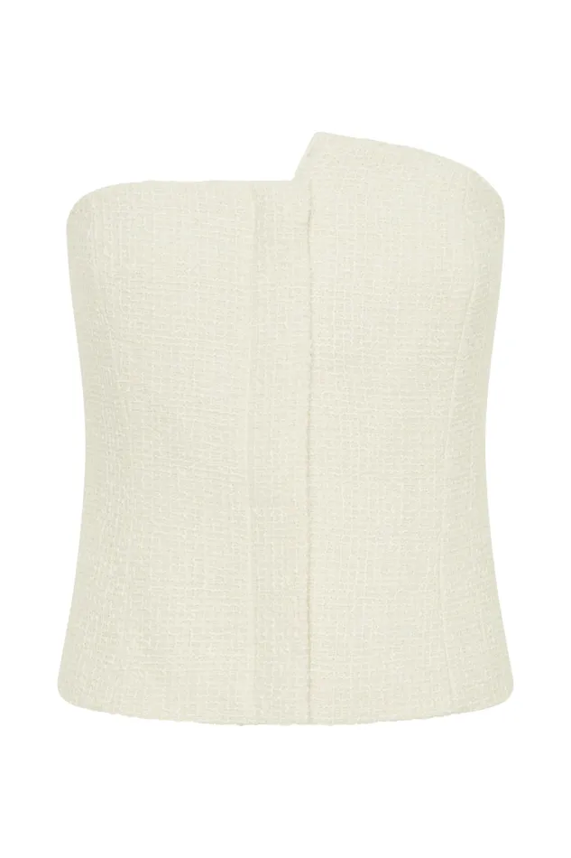 Women Meshki Tops Parker Boucle Strapless Asymmetric Top 8211 Ivory