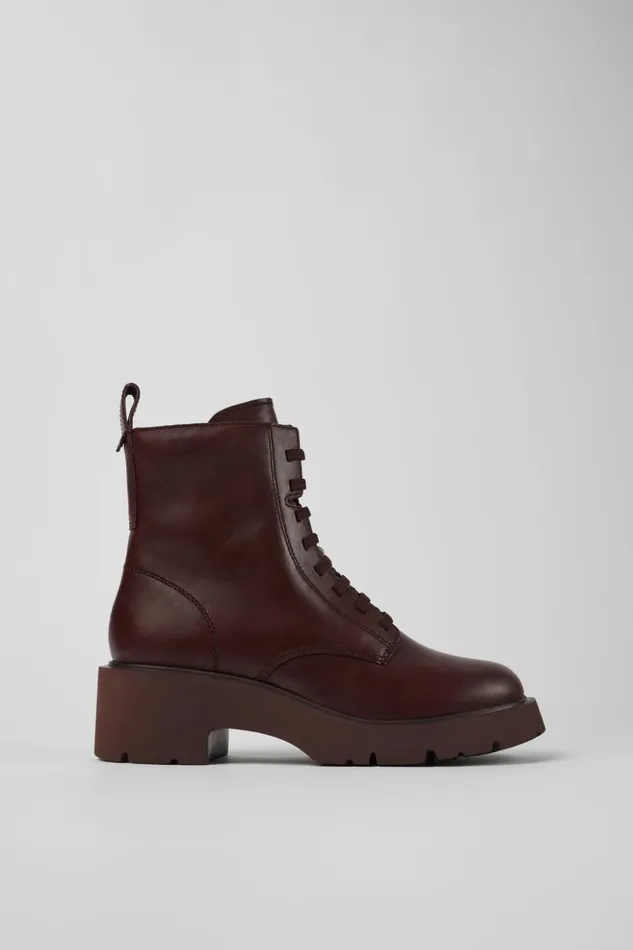 Women Milah Burgundy Laceup Boots Camper Ankle Boots
