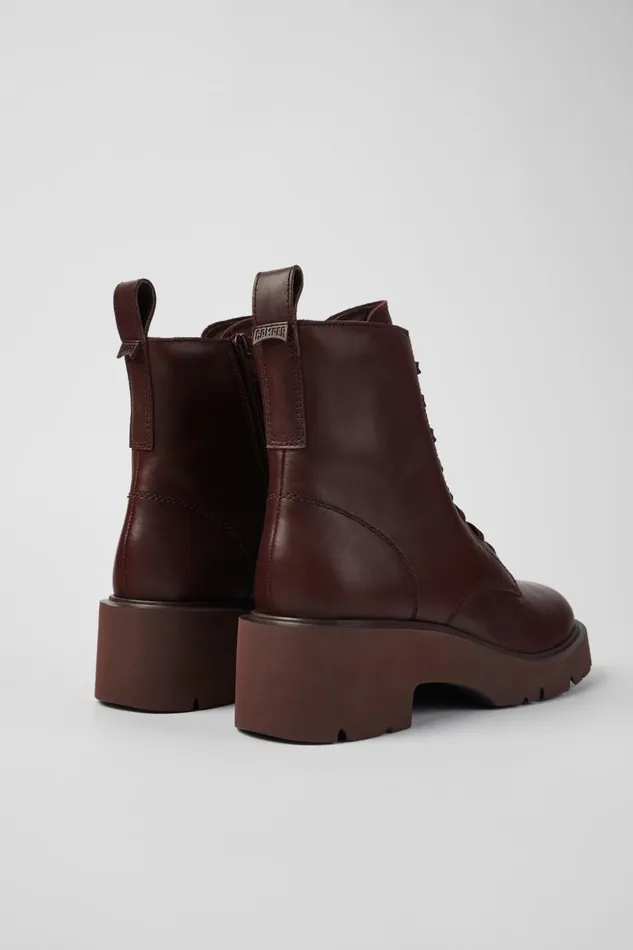 Women Milah Burgundy Laceup Boots Camper Ankle Boots