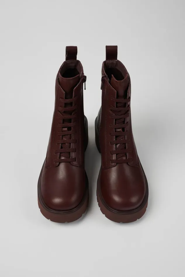 Women Milah Burgundy Laceup Boots Camper Ankle Boots
