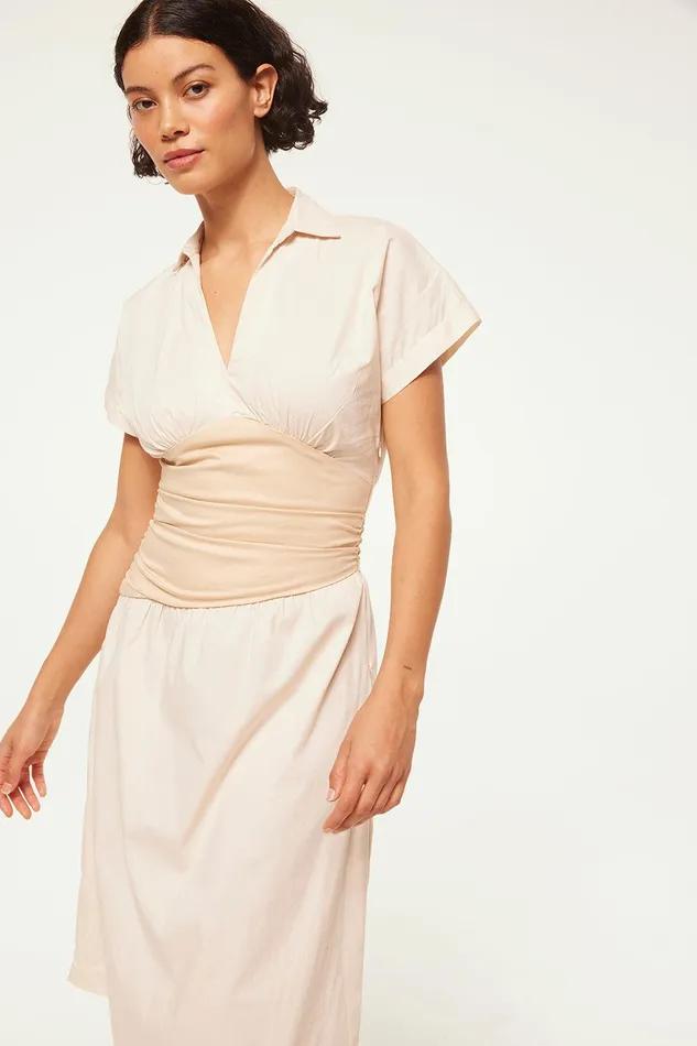 Women MISA Los Angeles Dresses ANTONELLA DRESS Ivory Linen Mix