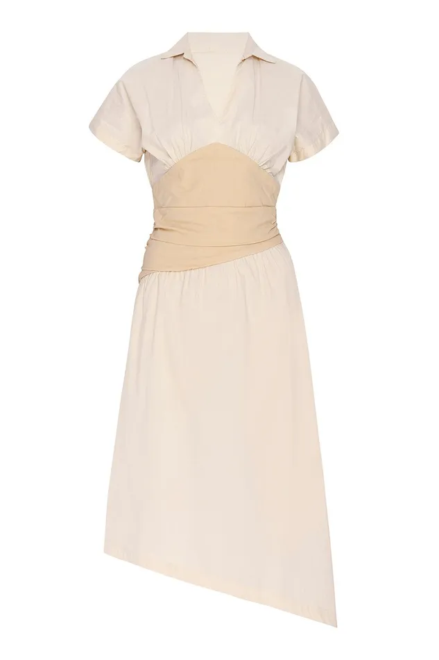 Women MISA Los Angeles Dresses ANTONELLA DRESS Ivory Linen Mix