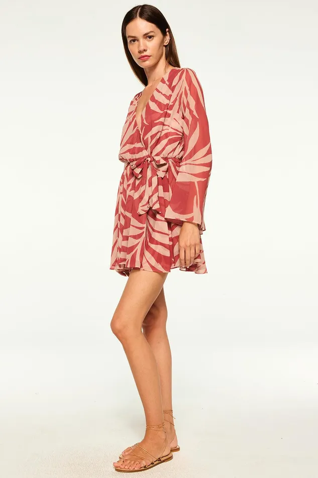 Women MISA Los Angeles Dresses KAIA DRESS Rust Palm Frond