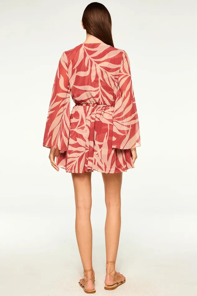 Women MISA Los Angeles Dresses KAIA DRESS Rust Palm Frond