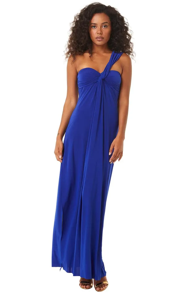 Women MISA Los Angeles Exclusives THORA DRESS Cobalt Blue Venezia