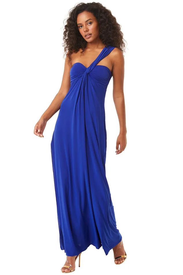 Women MISA Los Angeles Exclusives THORA DRESS Cobalt Blue Venezia