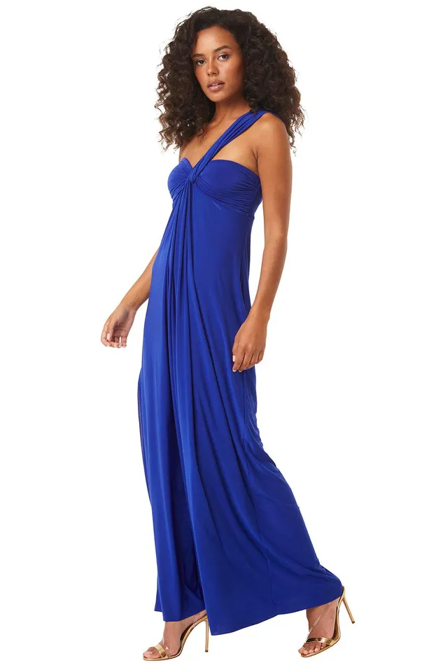 Women MISA Los Angeles Exclusives THORA DRESS Cobalt Blue Venezia