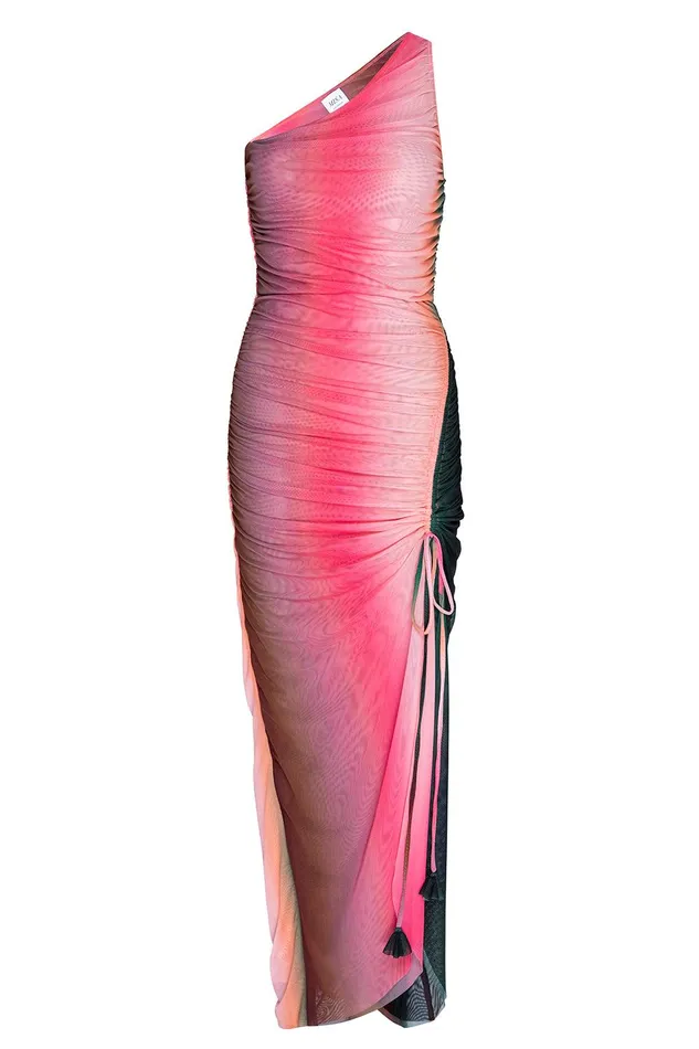 Women MISA Los Angeles Jersey and Mesh SIRENA DRESS Cali Ombre