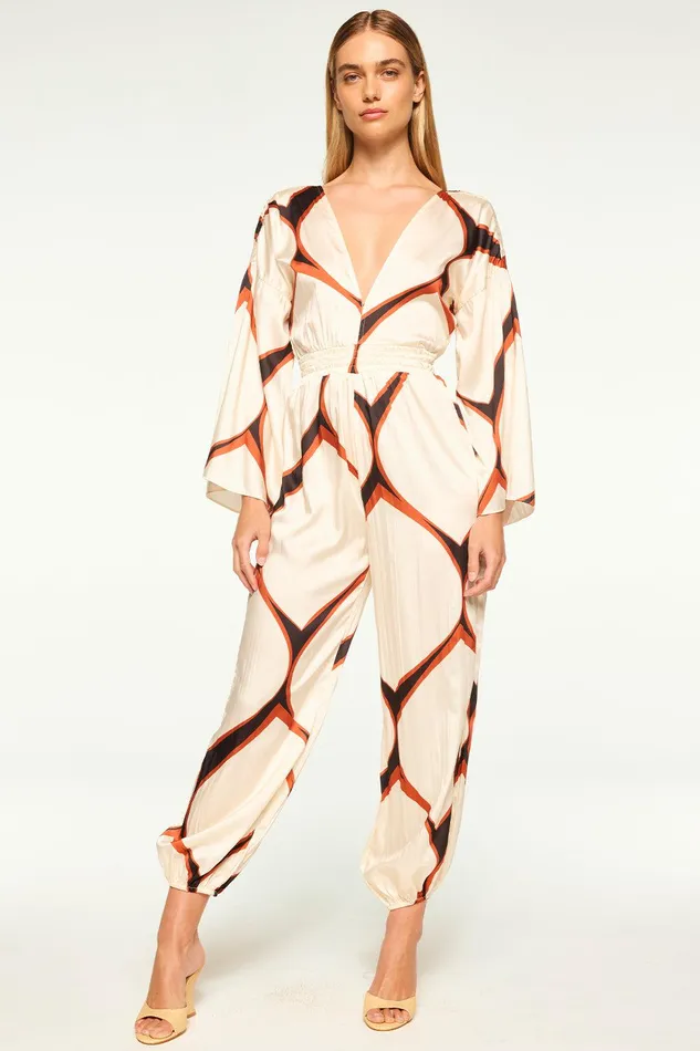 Women MISA Los Angeles Jumpsuits and Rompers AMINA JUMPSUIT Los Cabos Geo