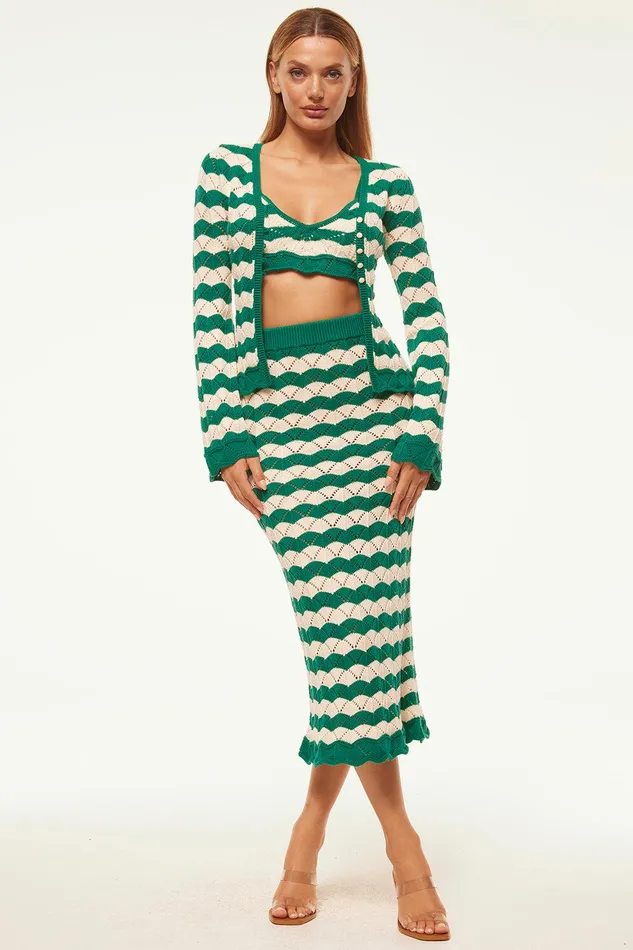 Women MISA Los Angeles Knits NELLY CARDIGAN Emerald Stripe
