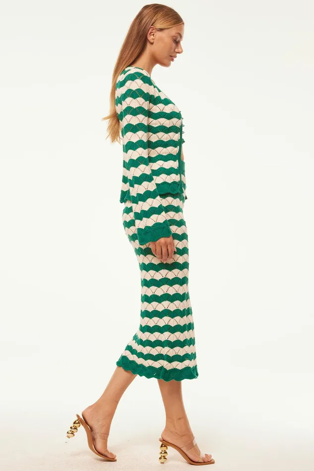 Women MISA Los Angeles Knits NELLY CARDIGAN Emerald Stripe