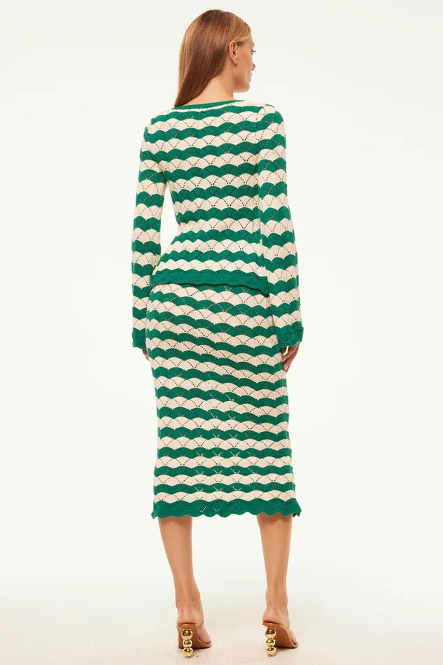 Women MISA Los Angeles Knits NELLY CARDIGAN Emerald Stripe