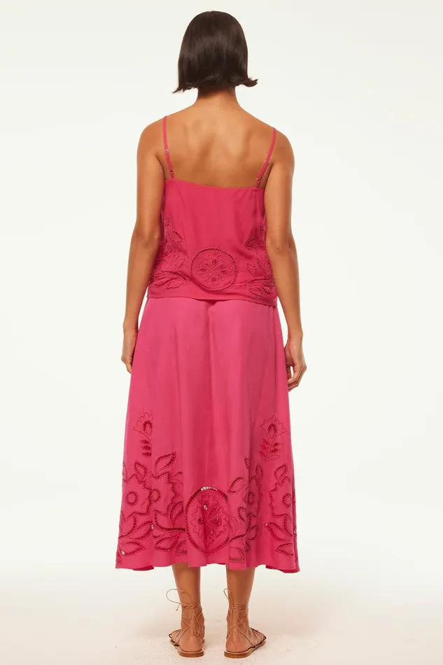 Women MISA Los Angeles Matching Sets ANALISSE SKIRT Canary Eyelet