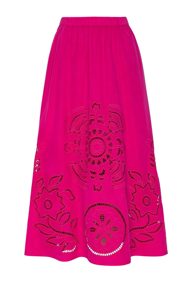 Women MISA Los Angeles Matching Sets ANALISSE SKIRT Canary Eyelet