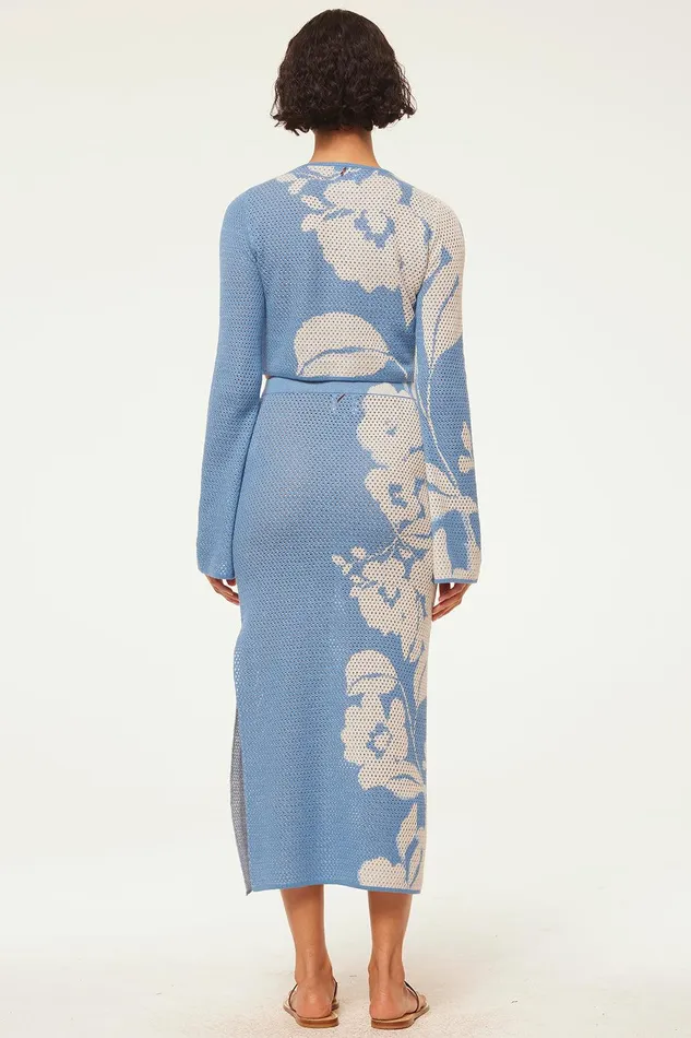 Women MISA Los Angeles Matching Sets CASSI TOP Blue Hibiscus Flora