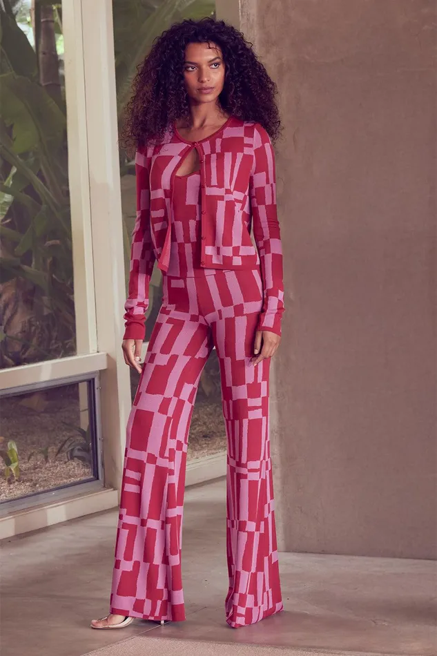Women MISA Los Angeles Matching Sets KOA PANT Pink and Red