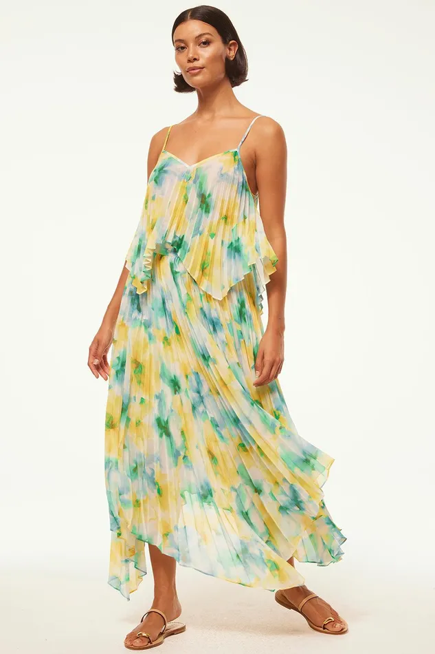 Women MISA Los Angeles Matching Sets NOEMI TOP Citron Watercolor