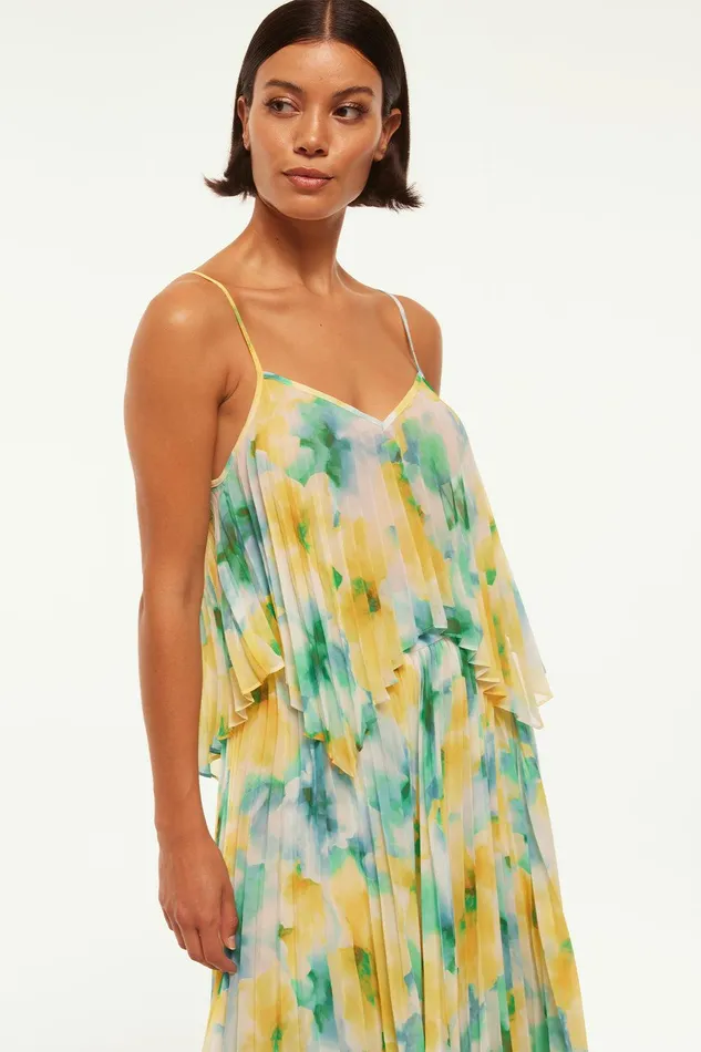 Women MISA Los Angeles Matching Sets NOEMI TOP Citron Watercolor