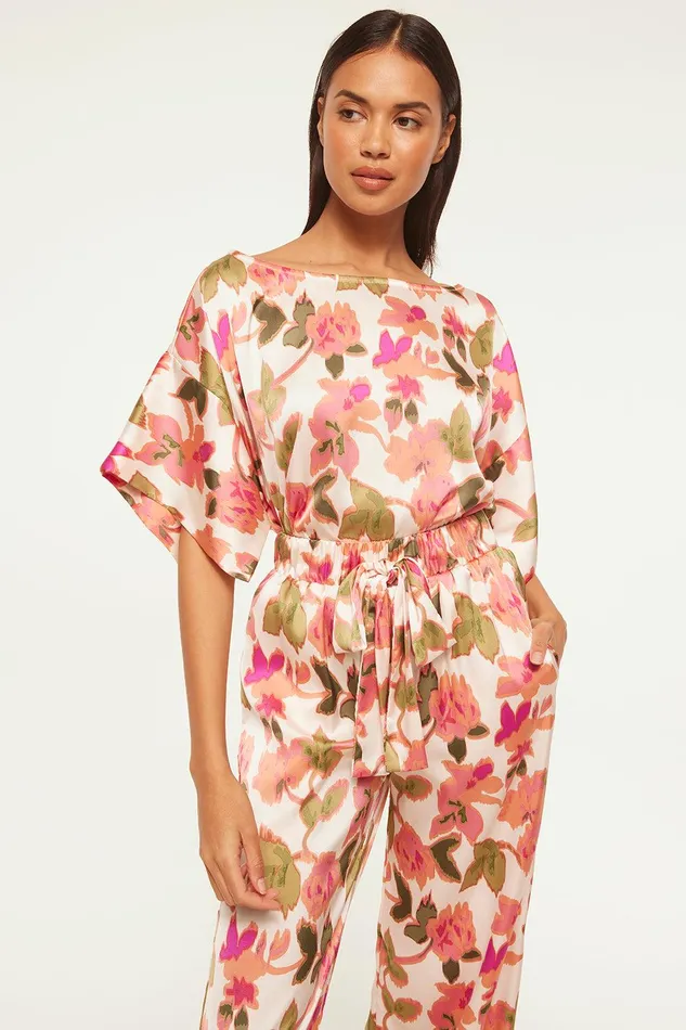 Women MISA Los Angeles Matching Sets TELKA TOP Sonoran Flora Satin