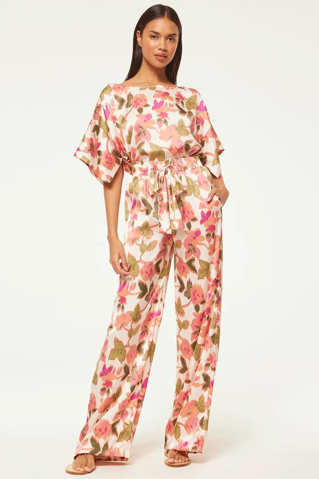 Women MISA Los Angeles Matching Sets TELKA TOP Sonoran Flora Satin