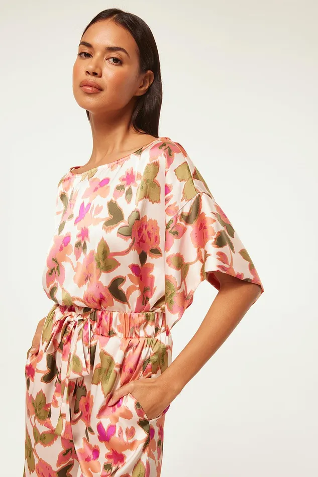 Women MISA Los Angeles Matching Sets TELKA TOP Sonoran Flora Satin