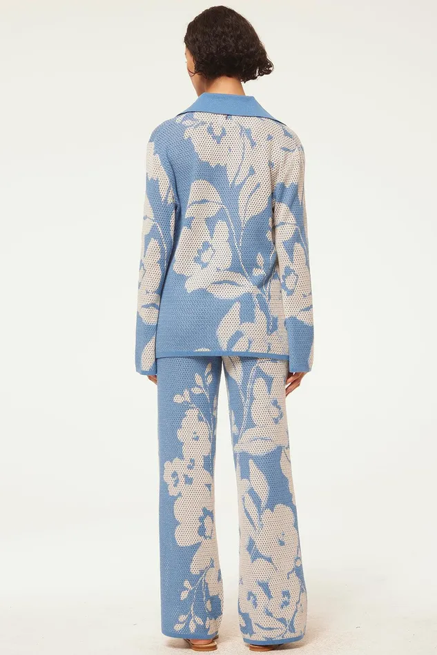 Women MISA Los Angeles Pants LIAM PANT Blue Hibiscus Flora