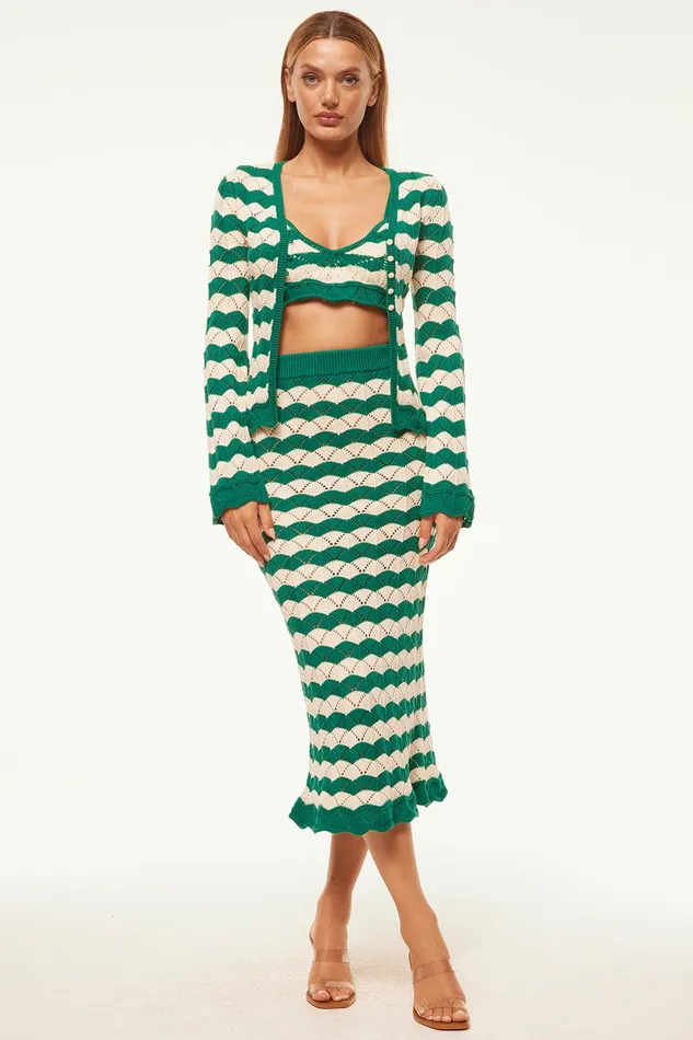 Women MISA Los Angeles Skirts and Shorts MELINA SKIRT Emerald Stripe